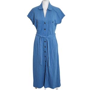 Boden Womens Short Sleeve Blue Midi Shirt Dress Size 6